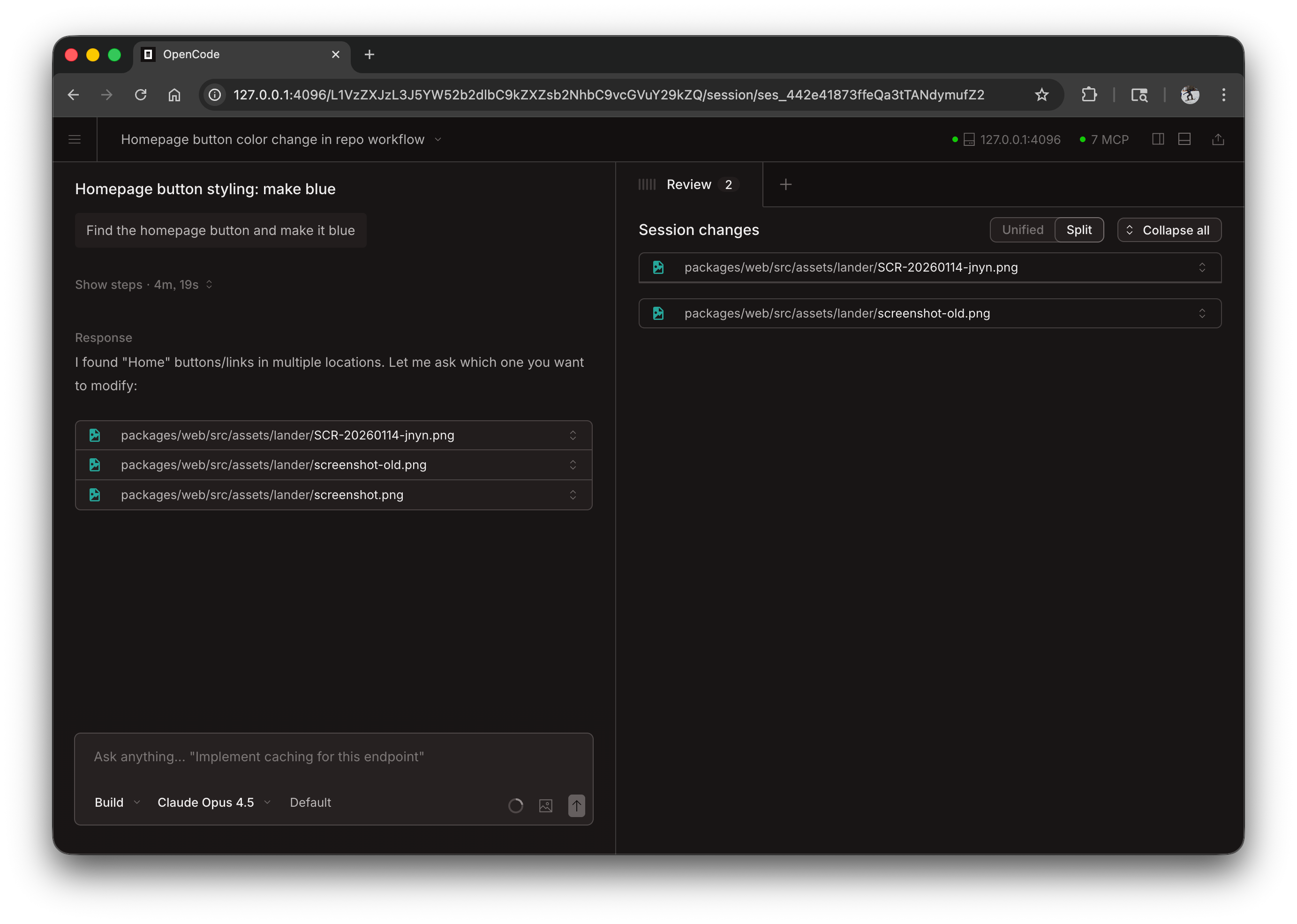 OpenCode Web - Active Session